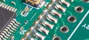 A close up of the module solder joints.